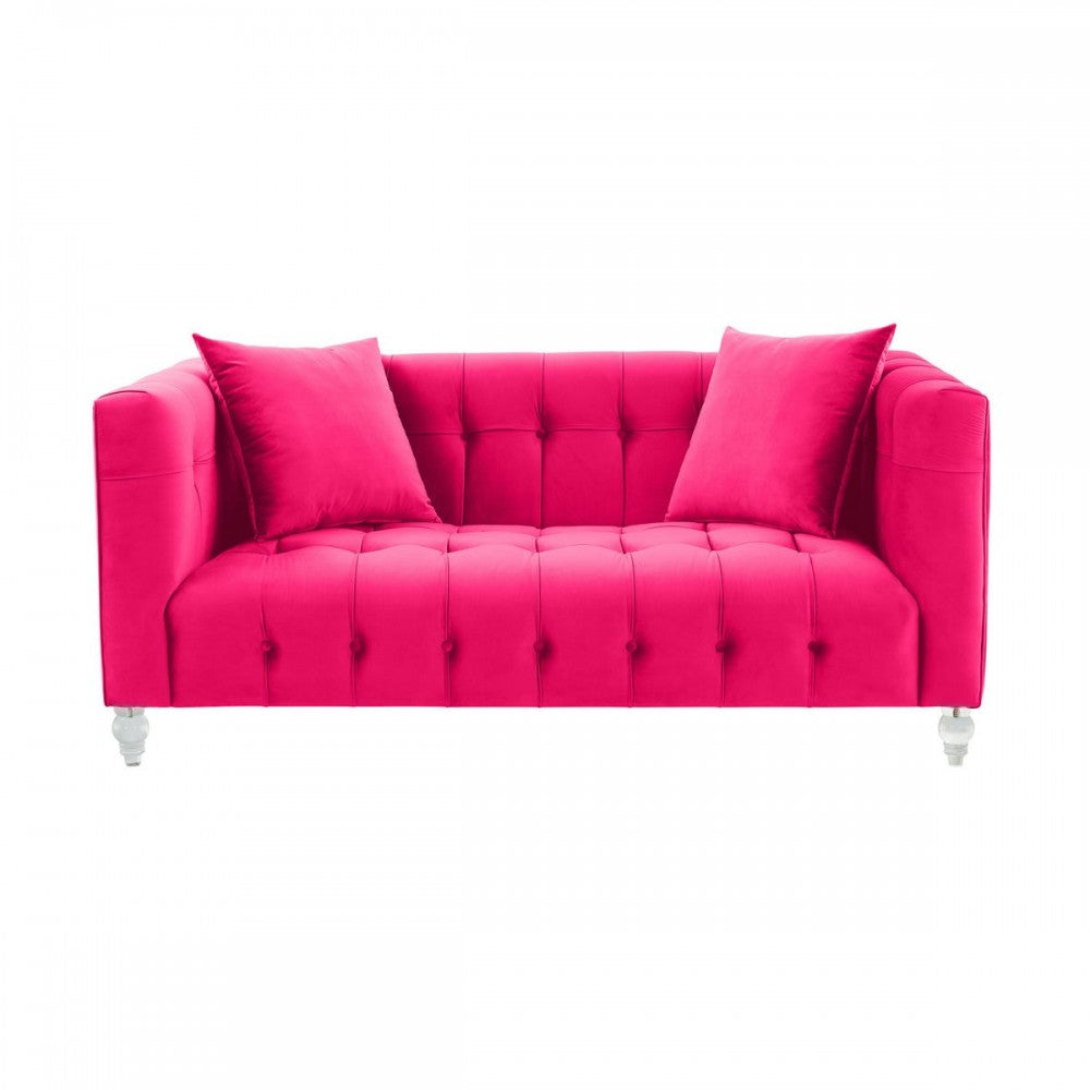 TOV Furniture Bea Hot Pink Velvet Loveseat