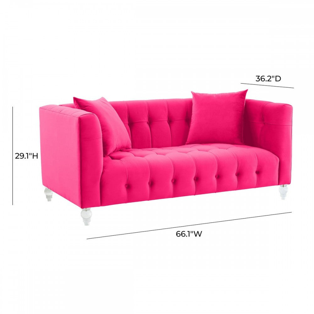 TOV Furniture Bea Hot Pink Velvet Loveseat