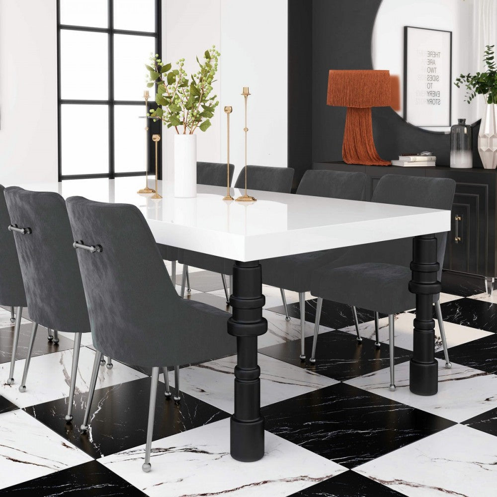 TOV Furniture Beatrix Gray Velvet Side Chair with Silver Leg