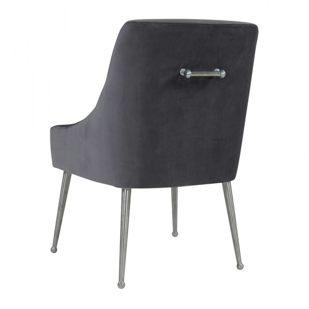 TOV Furniture Beatrix Gray Velvet Side Chair with Silver Leg