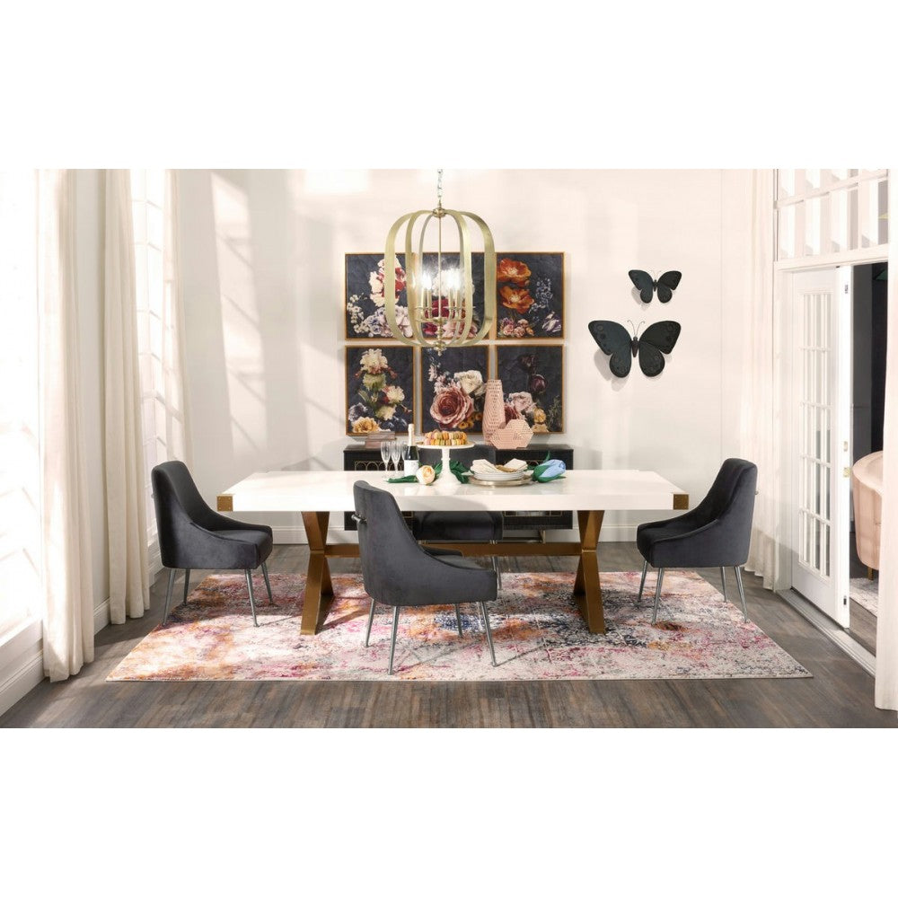 TOV Furniture Beatrix Gray Velvet Side Chair with Silver Leg