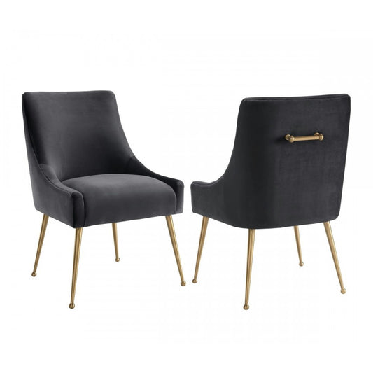 TOV Furniture Beatrix Gray Velvet Side Chair