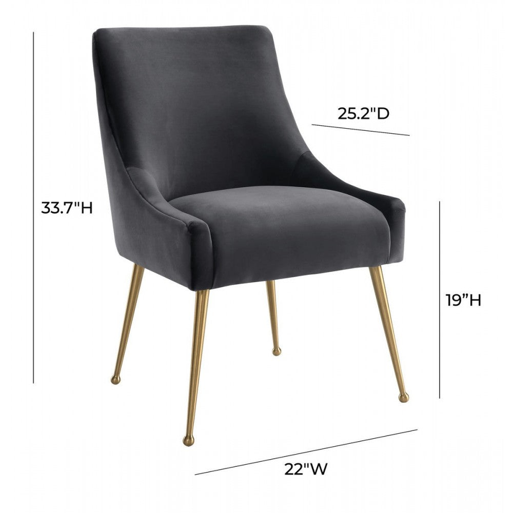 TOV Furniture Beatrix Gray Velvet Side Chair