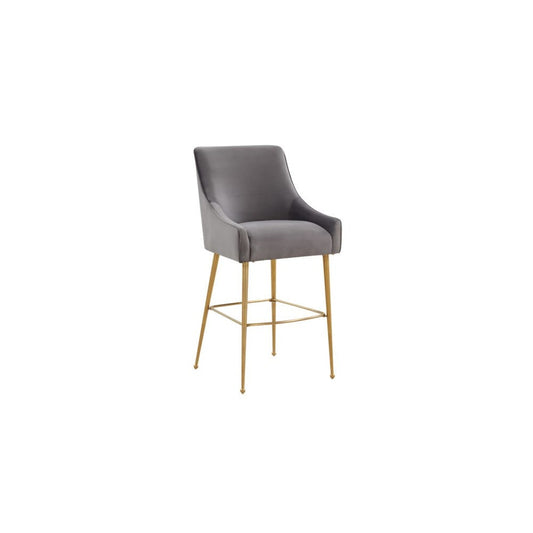 TOV Furniture Beatrix Dark Gray Velvet Bar Stool - Gold Legs