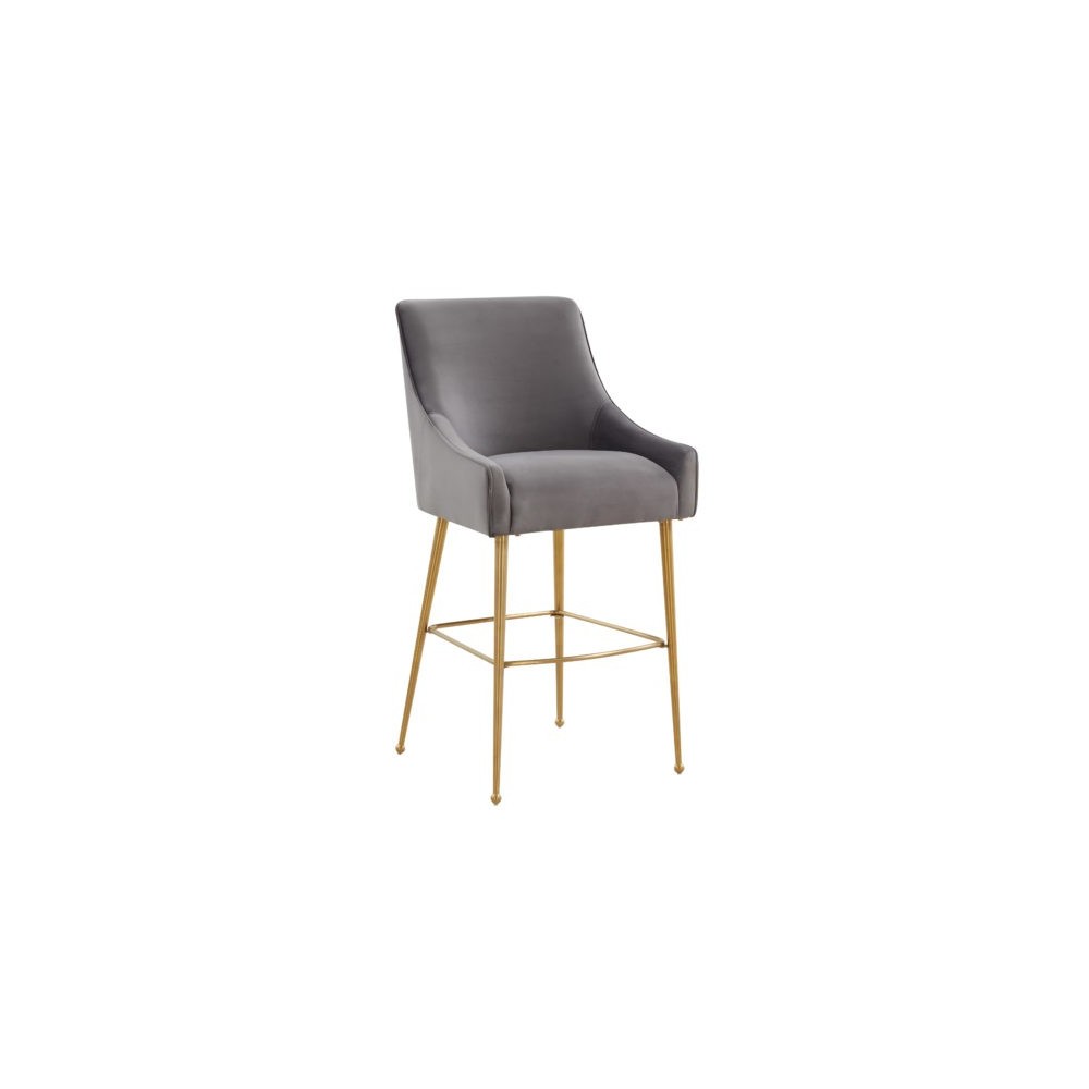 TOV Furniture Beatrix Dark Gray Velvet Counter Stool - Gold Legs