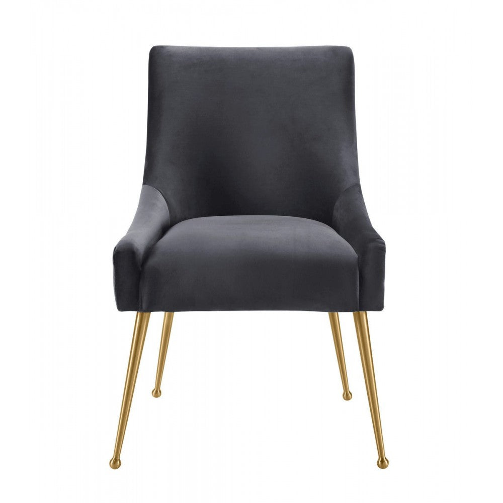 TOV Furniture Beatrix Pleated Gray Velvet Side Chair