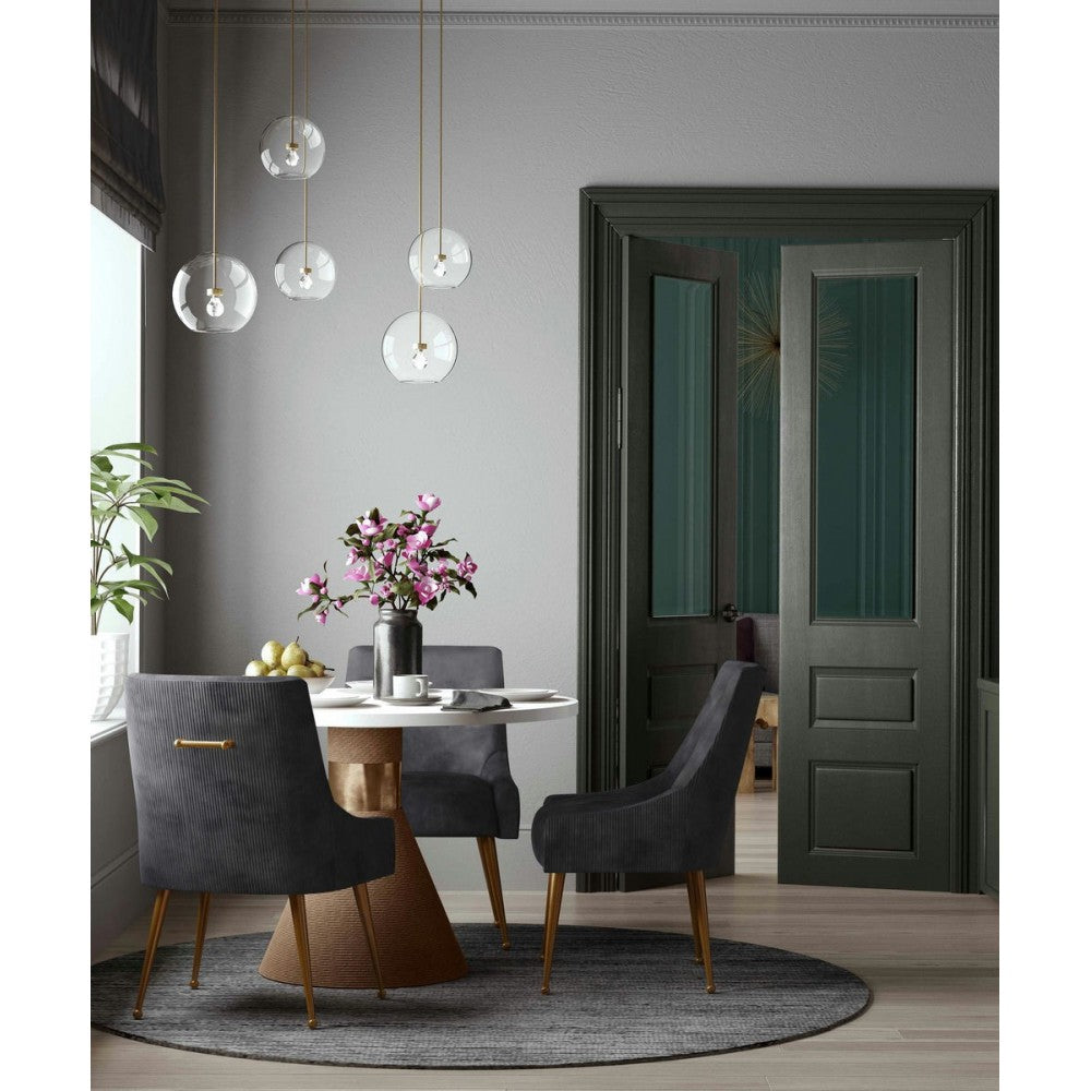TOV Furniture Beatrix Pleated Gray Velvet Side Chair