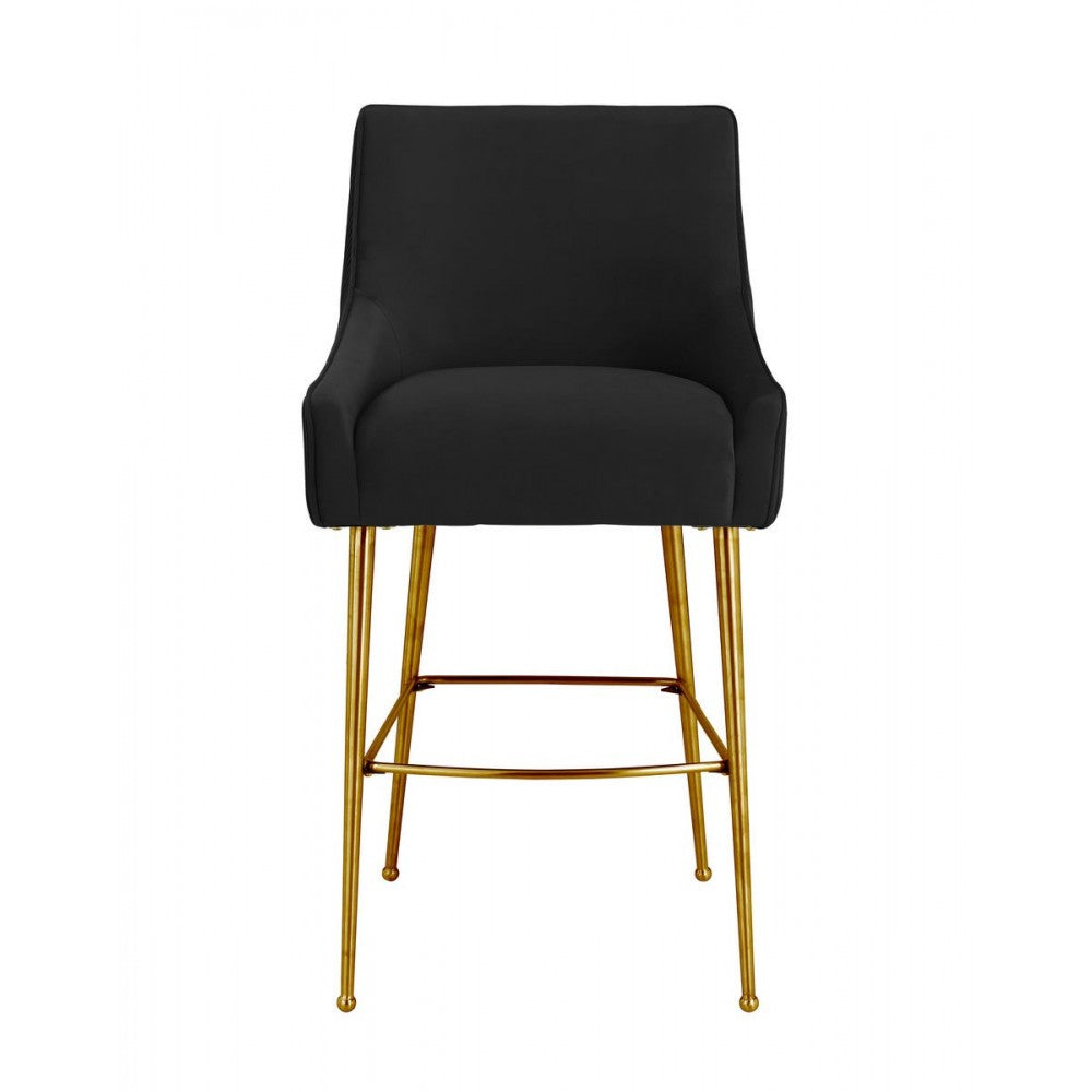 TOV Furniture Beatrix Pleated Black Velvet Bar Stool