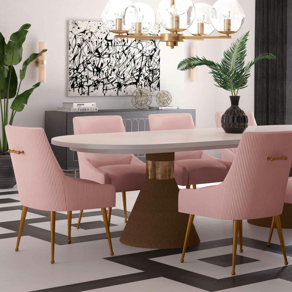 TOV Furniture Beatrix Pleated Blush Velvet Side Chair