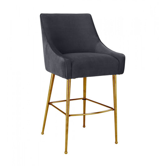 TOV Furniture Beatrix Pleated Dark Gray Velvet Counter Stool