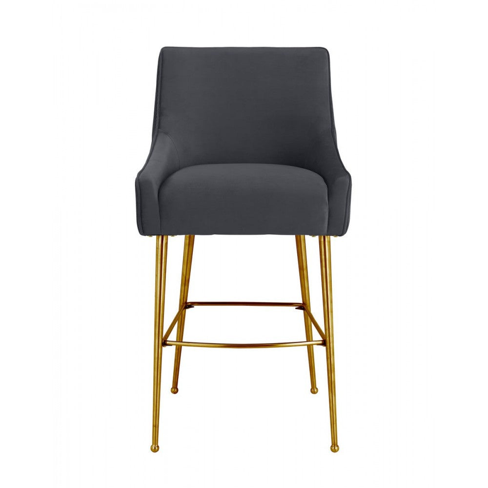 TOV Furniture Beatrix Pleated Dark Gray Velvet Counter Stool