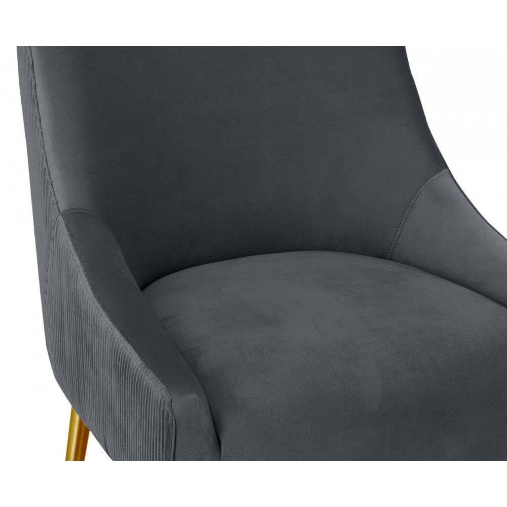 TOV Furniture Beatrix Pleated Dark Gray Velvet Counter Stool