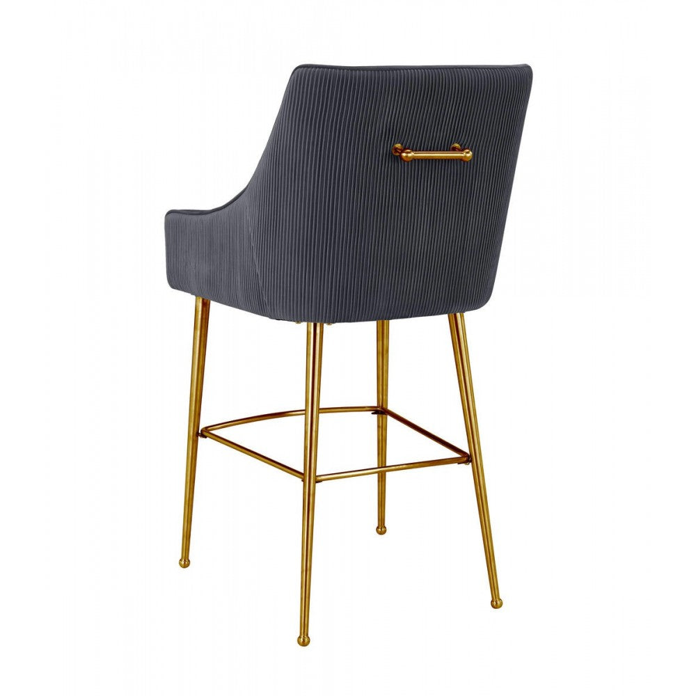 TOV Furniture Beatrix Pleated Dark Gray Velvet Counter Stool