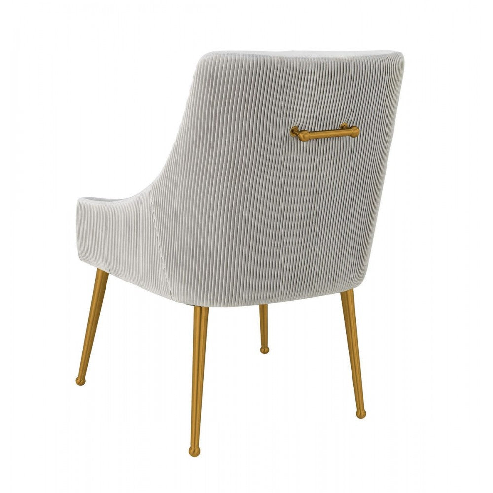 TOV Furniture Beatrix Pleated Light Gray Velvet Side Chair