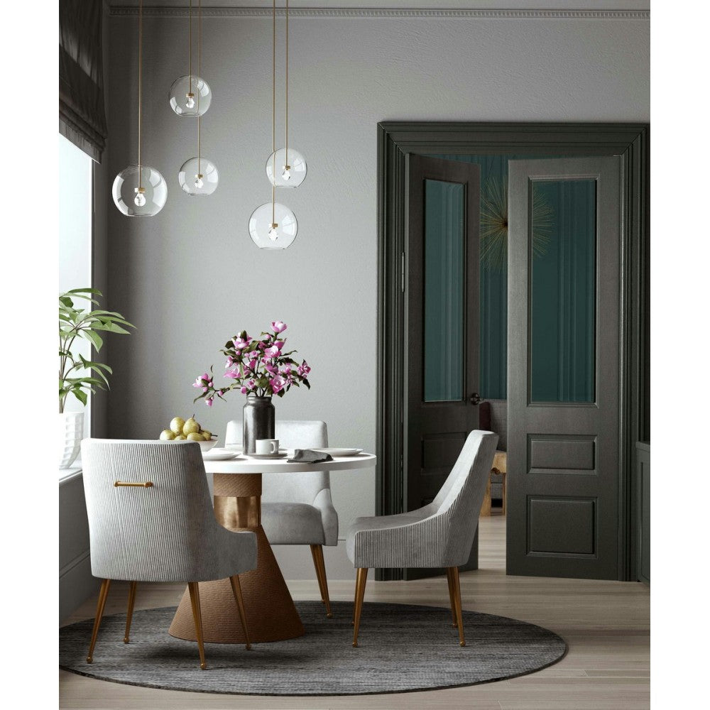 TOV Furniture Beatrix Pleated Light Gray Velvet Side Chair