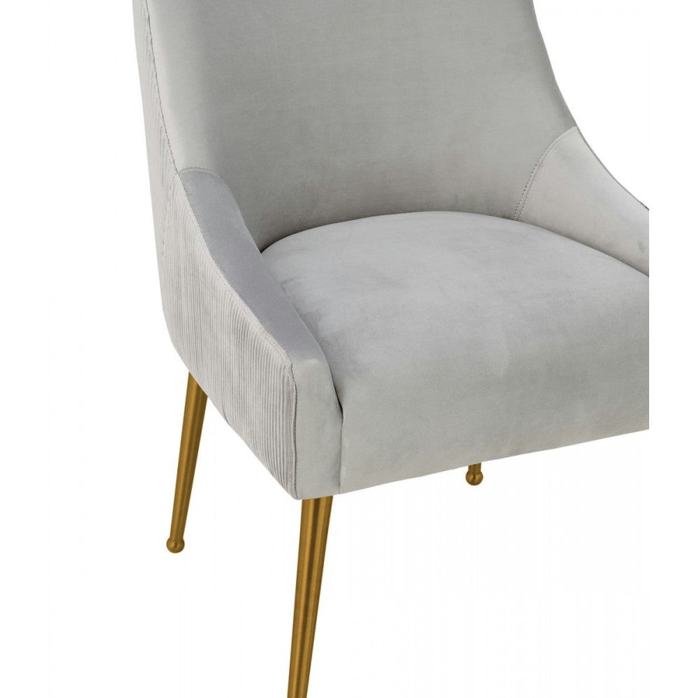 TOV Furniture Beatrix Pleated Light Gray Velvet Side Chair