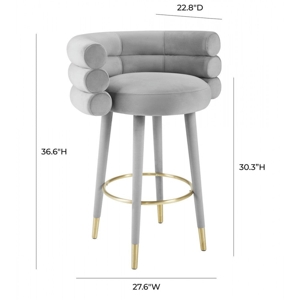 TOV Furniture Betty Gray Velvet Barstool