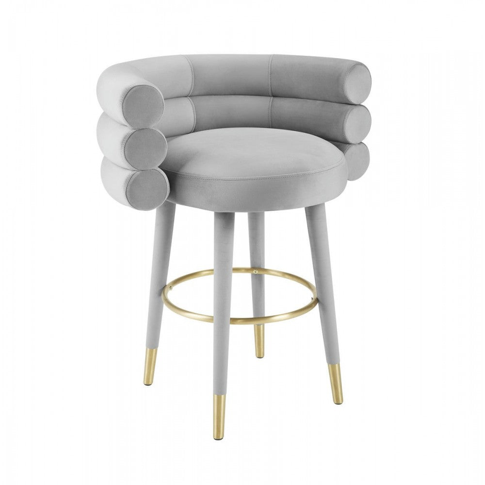 TOV Furniture Betty Gray Velvet Counter Stool