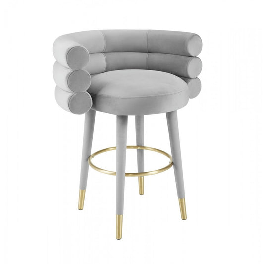 TOV Furniture Betty Gray Velvet Counter Stool