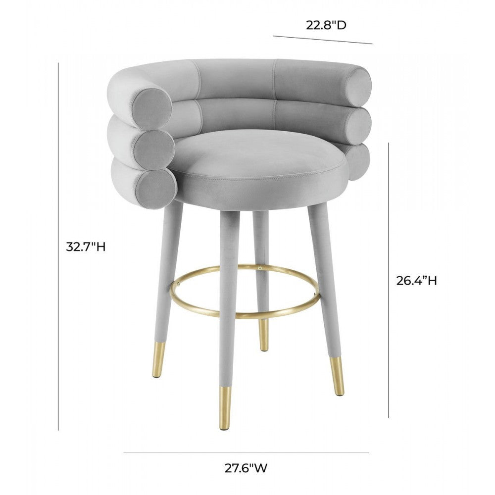 TOV Furniture Betty Gray Velvet Counter Stool