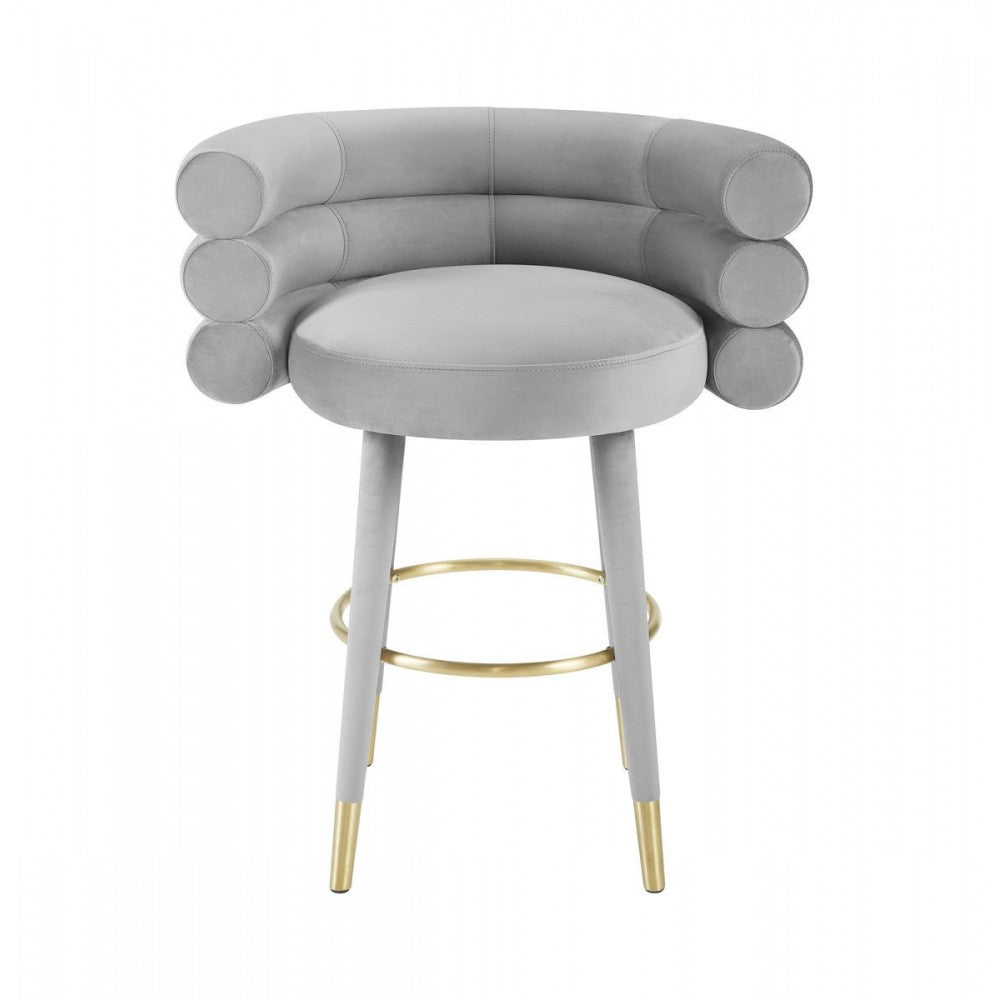 TOV Furniture Betty Gray Velvet Counter Stool
