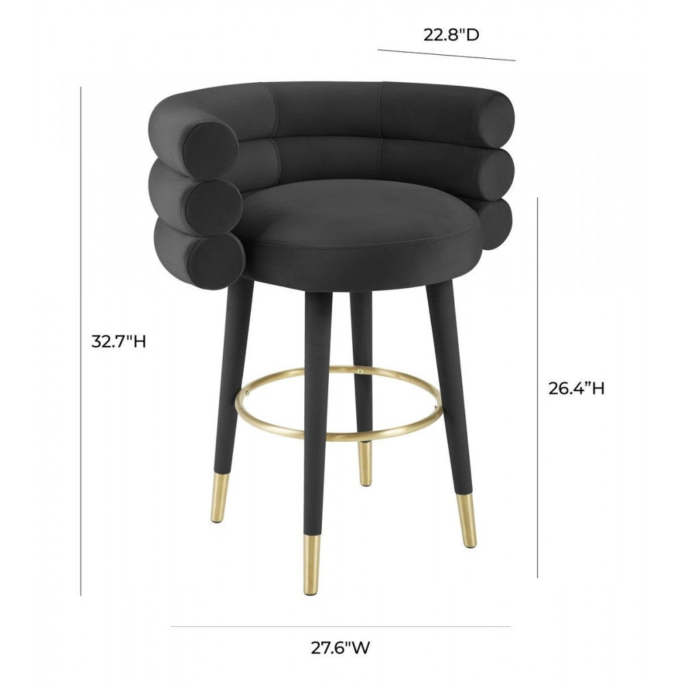 TOV Furniture Betty Black Velvet Counter Stool