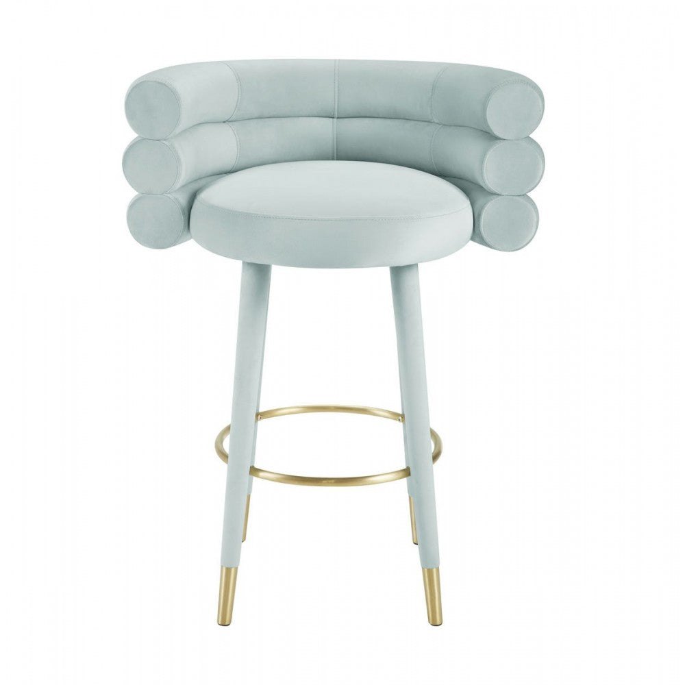 TOV Furniture Betty Sea Foam Green Velvet Barstool