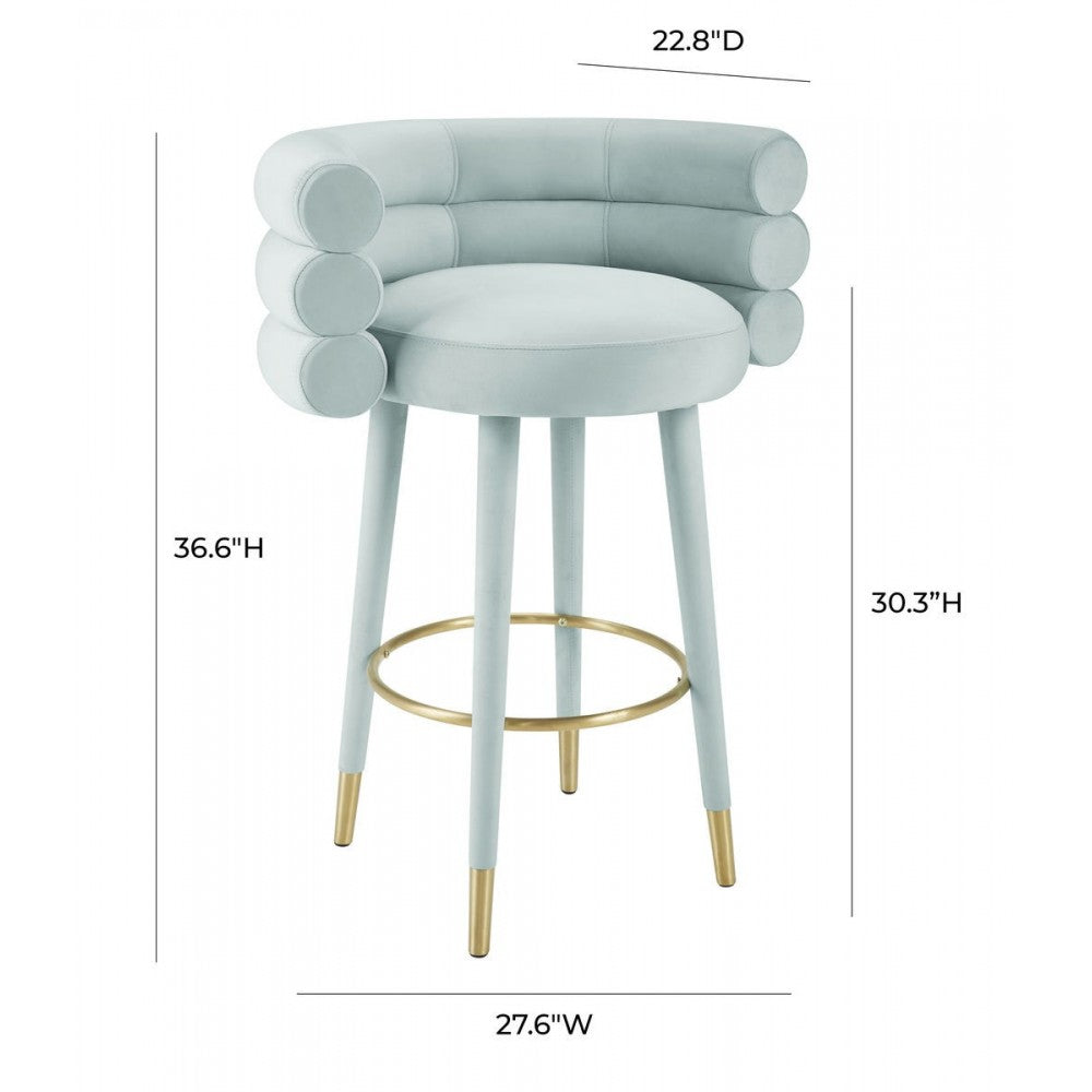 TOV Furniture Betty Sea Foam Green Velvet Barstool