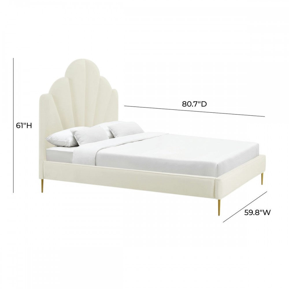 TOV Furniture Bianca Cream Velvet Bed in Full