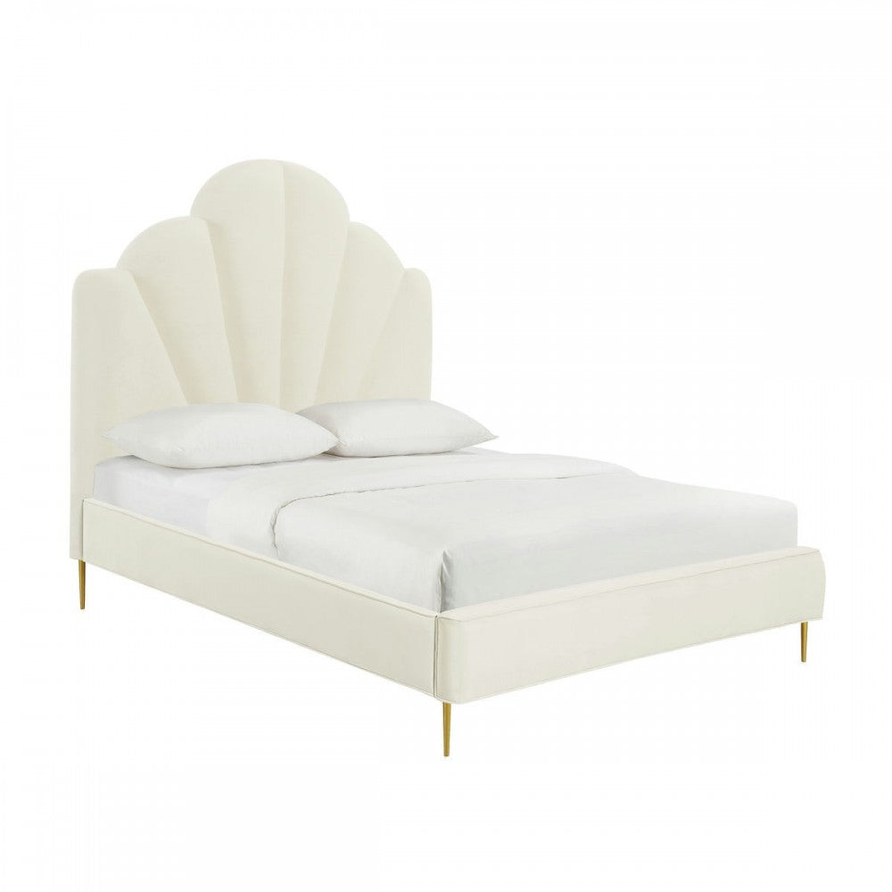TOV Furniture Bianca Cream Velvet Bed in King