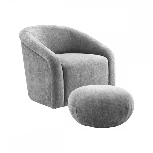 TOV Furniture Boboli Gray Chenille Chair + Ottoman Set