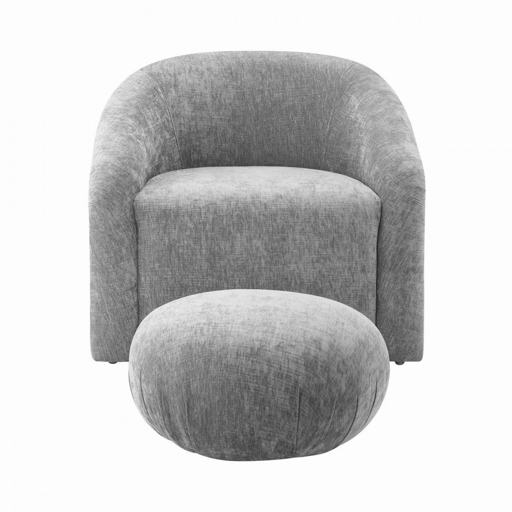 TOV Furniture Boboli Gray Chenille Chair + Ottoman Set