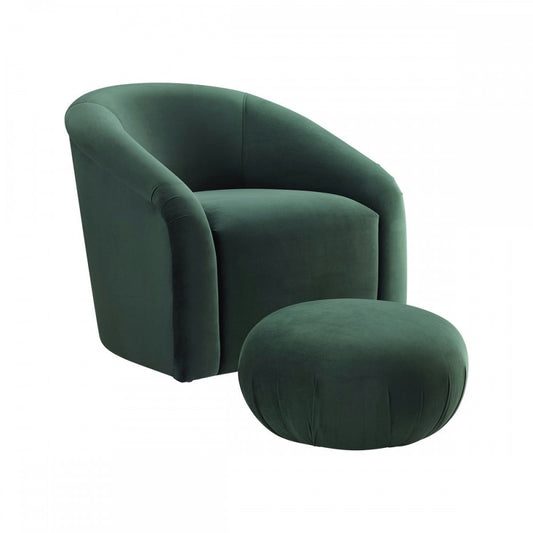 TOV Furniture Boboli Forest Green Velvet Chair + Ottoman Set