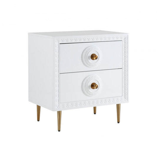 TOV Furniture Bovey White Lacquer Side Table