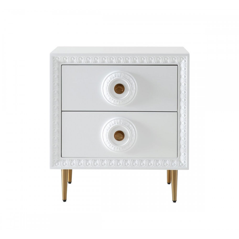 TOV Furniture Bovey White Lacquer Side Table