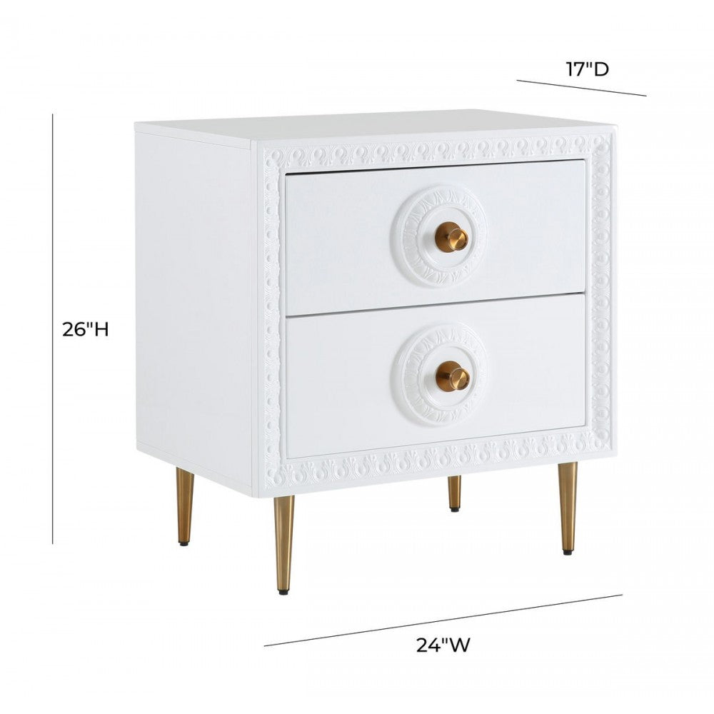 TOV Furniture Bovey White Lacquer Side Table