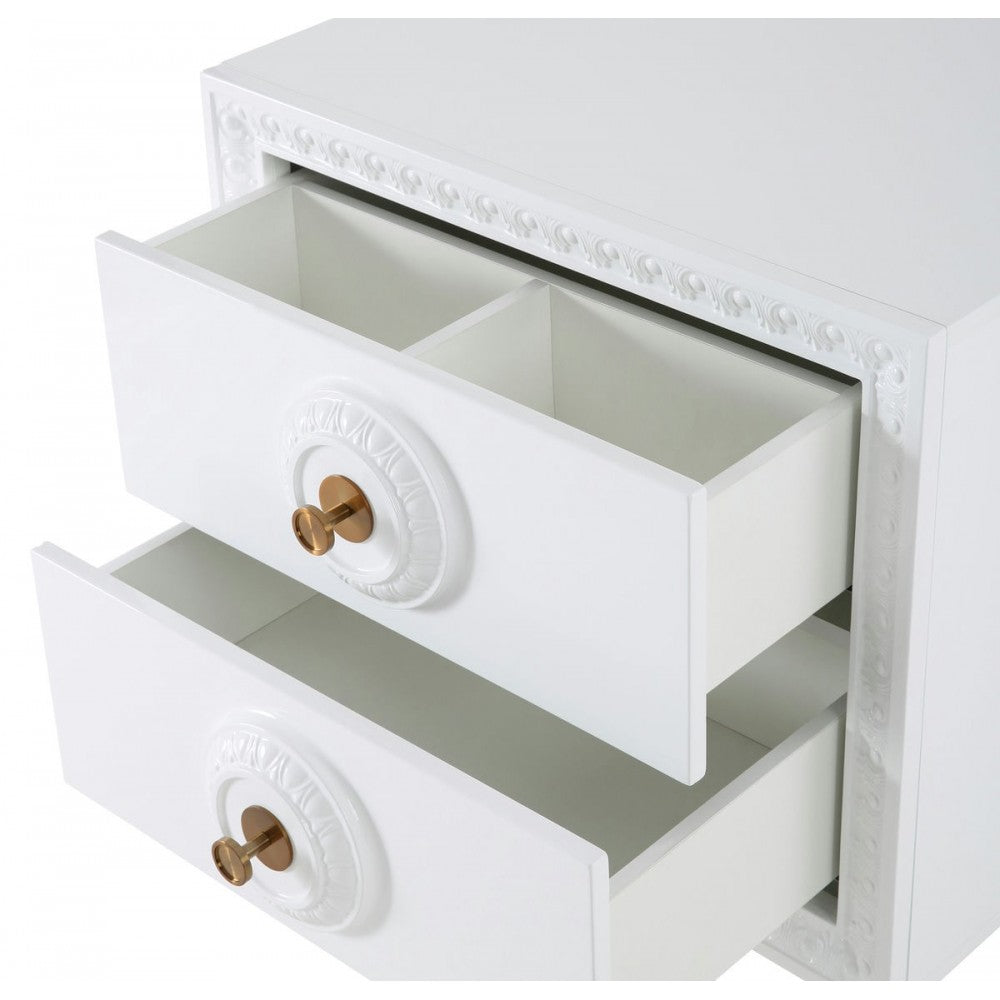 TOV Furniture Bovey White Lacquer Side Table