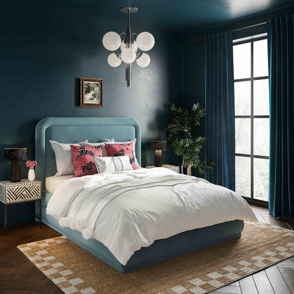 TOV Furniture Briella Bluestone Velvet Bed in Full