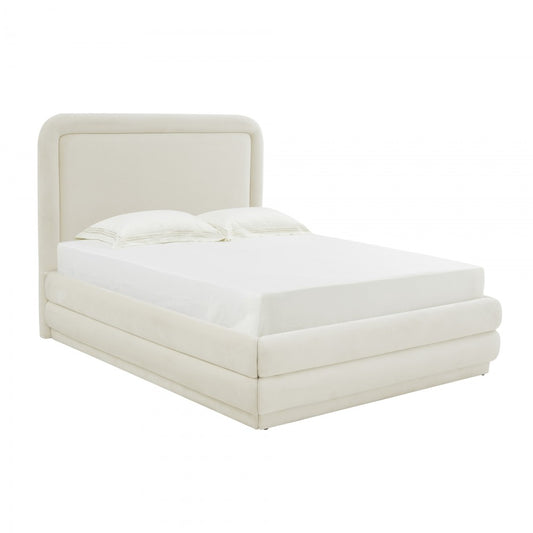 TOV Furniture Briella Cream Velvet Bed in Queen