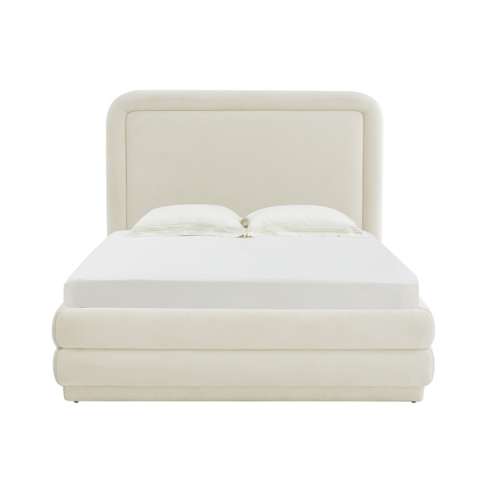 TOV Furniture Briella Cream Velvet Bed in Queen