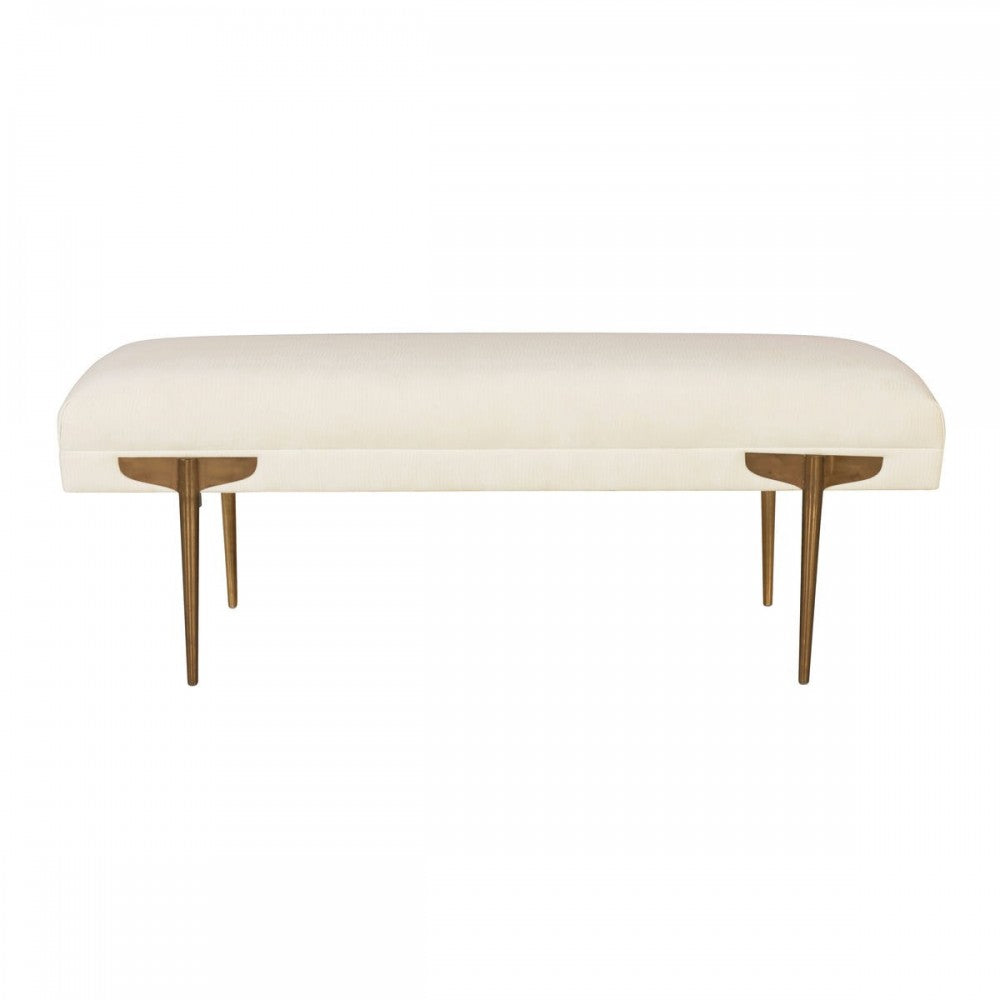 TOV Furniture Brno White Waived Velvet Bench