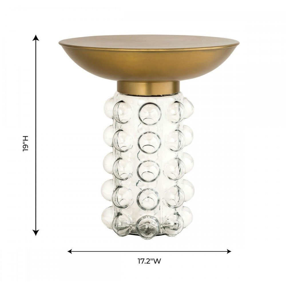 TOV Furniture Bubble Glass/Brass Side Table