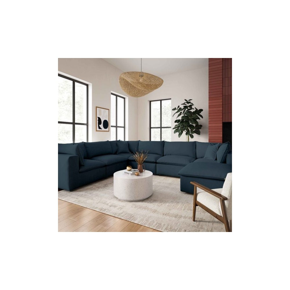 TOV Furniture Cali Navy Modular Large Chaise Sectional