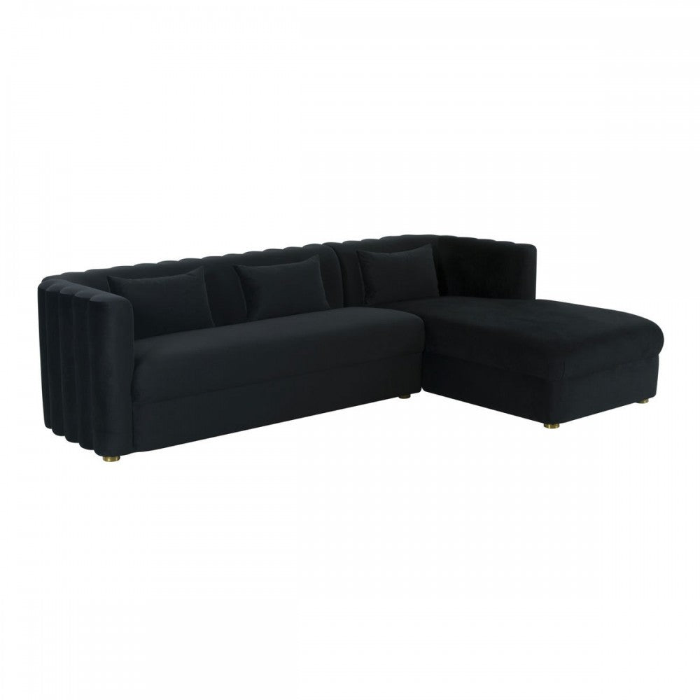 TOV Furniture Callie Black Velvet Sectional - RAF