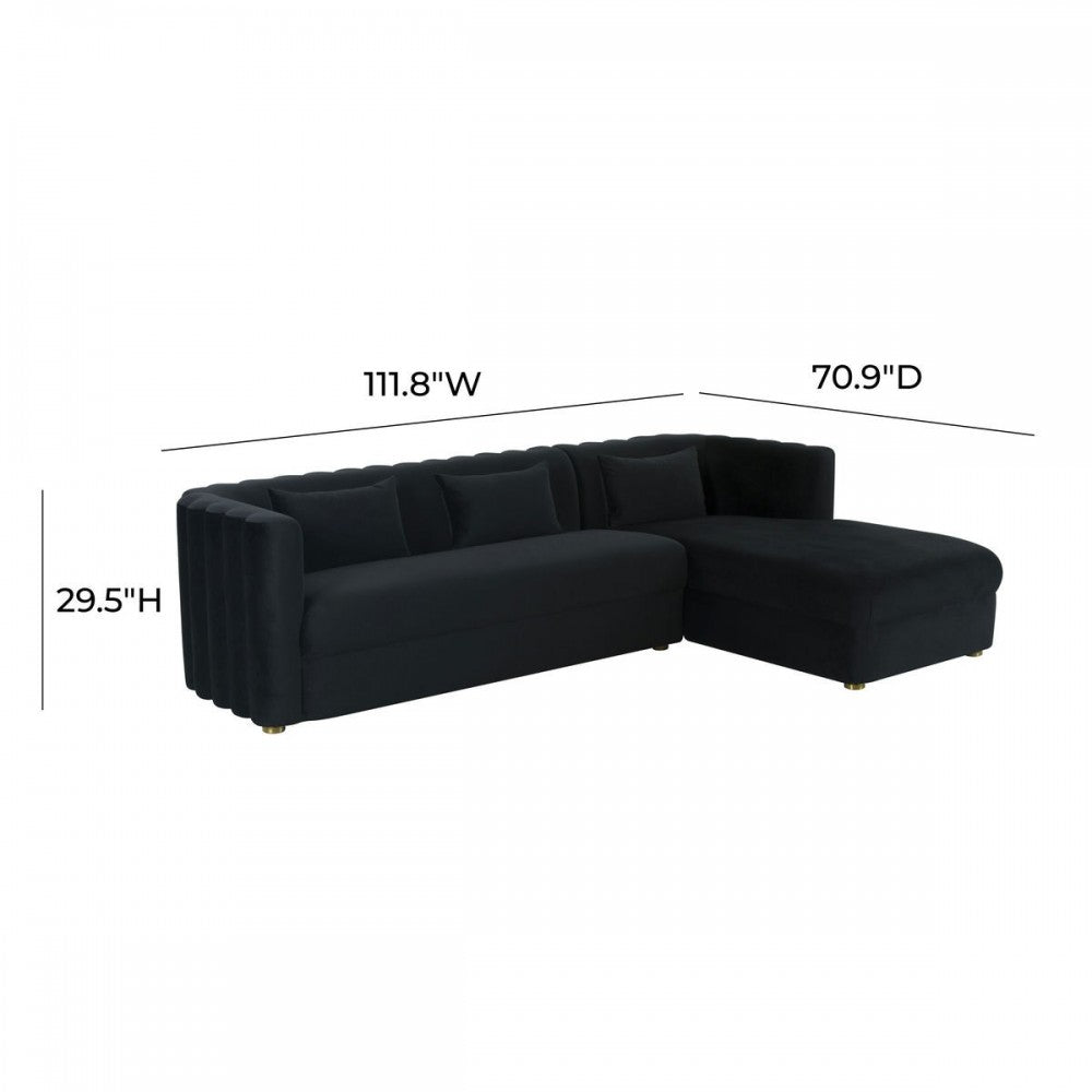 TOV Furniture Callie Black Velvet Sectional - RAF