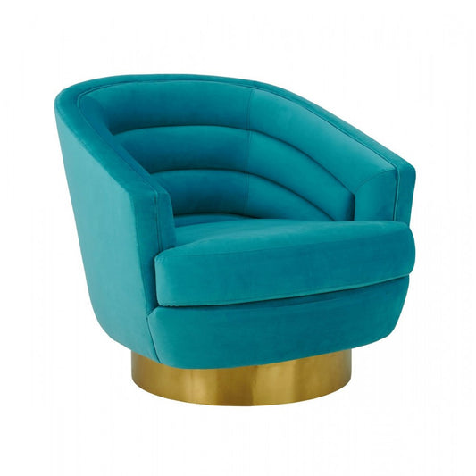 TOV Furniture Canyon Blue Velvet Swivel Chair