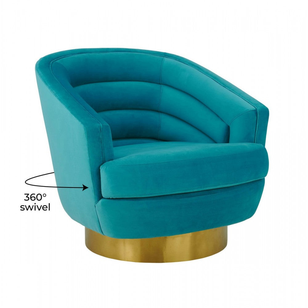 TOV Furniture Canyon Blue Velvet Swivel Chair