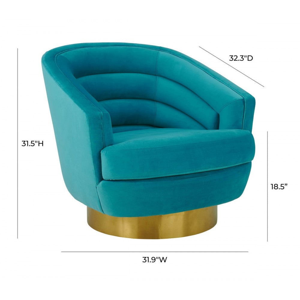 TOV Furniture Canyon Blue Velvet Swivel Chair