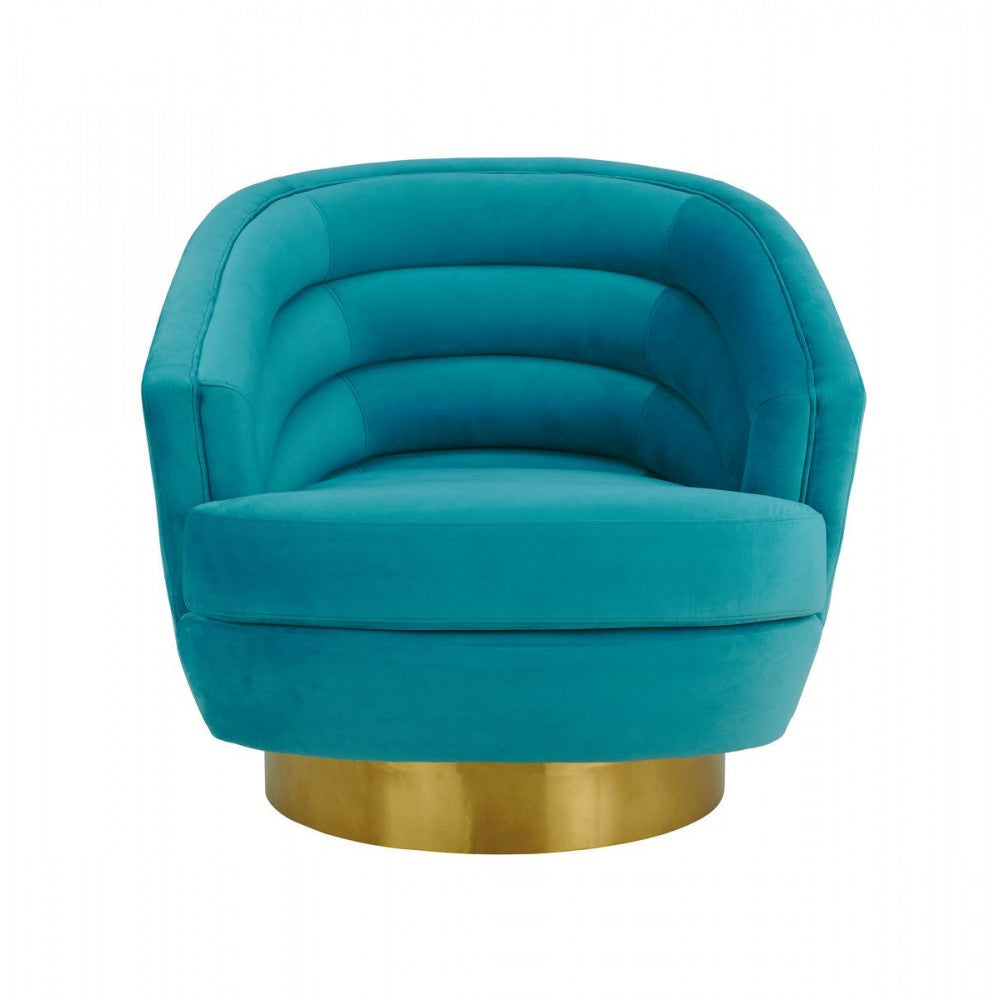 TOV Furniture Canyon Blue Velvet Swivel Chair