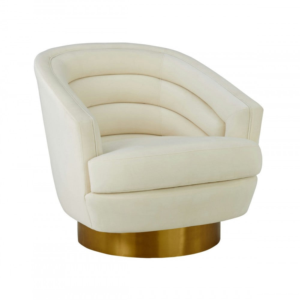 TOV Furniture Canyon Cream Velvet Swivel Chair